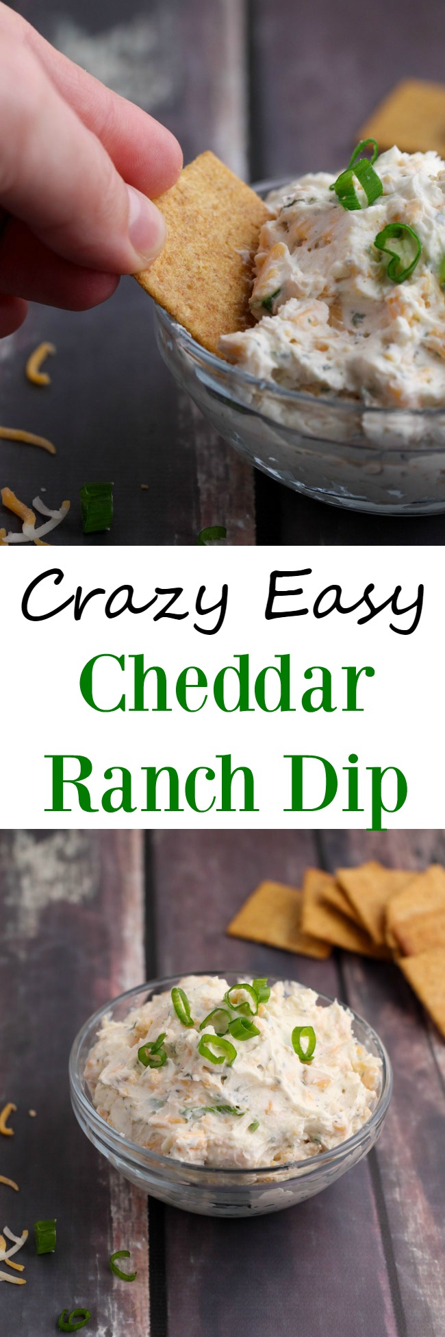 Crazy easy recipe for cheddar ranch dip. No cooking required and sure to be a crowd favorite. www.cookingismessy.com