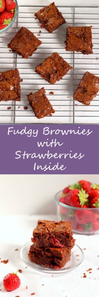 Fudgy Brownie with Strawberries Inside