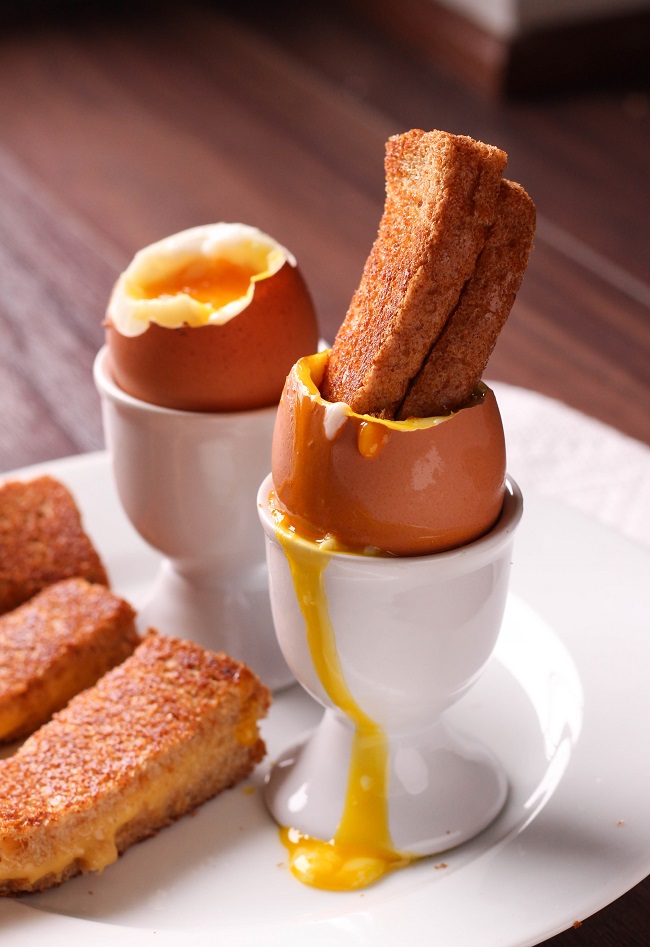 Soft Boiled Eggs with Grilled Cheese Soldiers