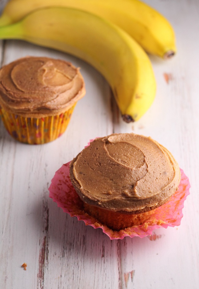 Banana Caramel Cupcake with Chocolate Peanut Butter Frosting