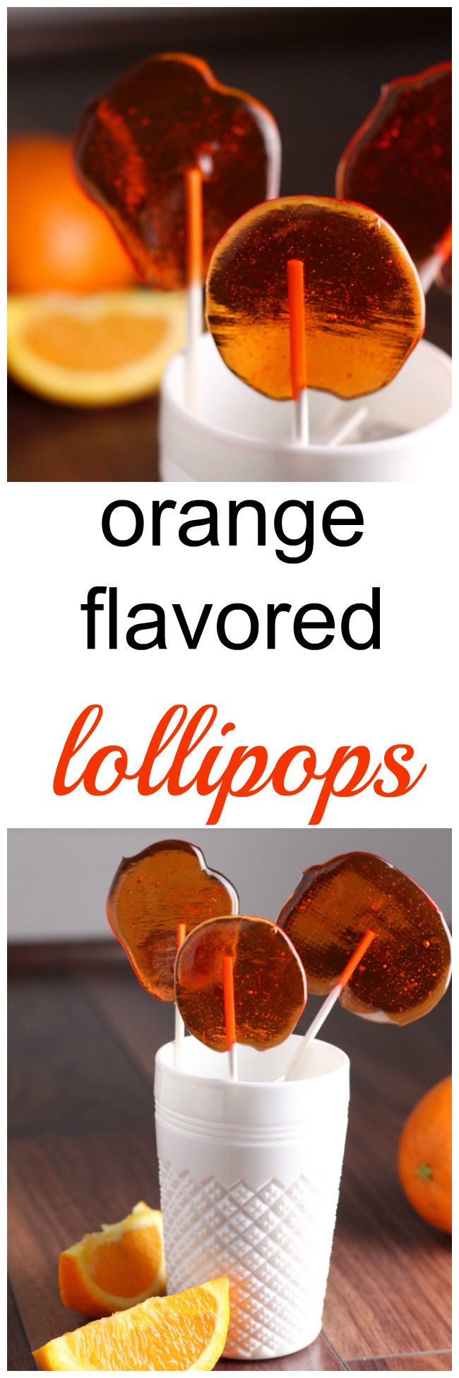 A recipe for homemade orange flavored lollipops! www.cookingismessy.com