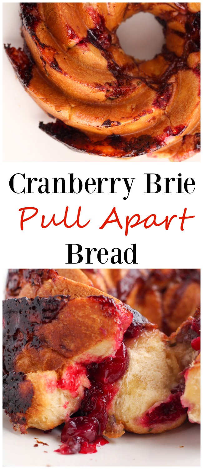 Crazy simple recipe for tangy, cheesy, and delicious cranberry brie pull apart bread. www.cookingismessy.com