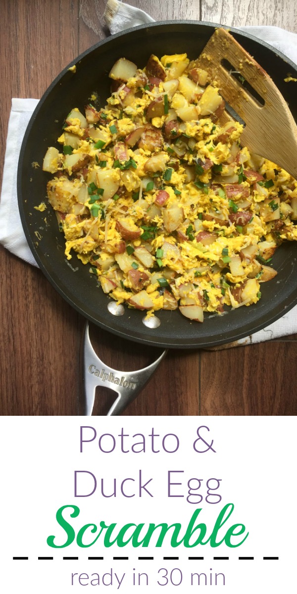 Ready in less than 30 minutes, this recipe for potato & duck egg scramble is sure to be a weekend brunch hit! www.cookingismessy.com