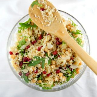 Bulgur Pomegranate Salad with Lemon Tahini Dressing