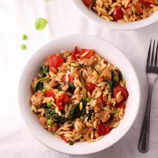 Orzo with Sausage and Tomatoes