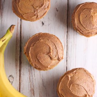 Banana Caramel Cupcakes with Chocolate Peanut Butter Frosting