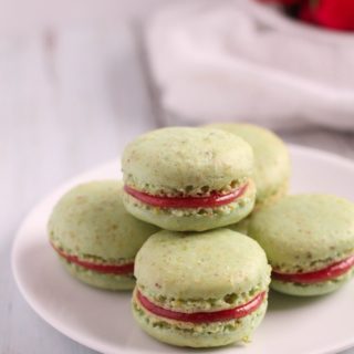 Pistachio and Strawberry Macarons